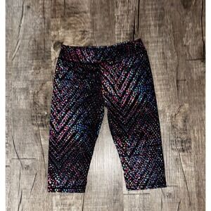 Adidas Girls 3T Multicolor Dot Chevron Capri Leggings Activewear Black Pants